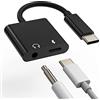 Kefiany Adattatore per cuffie da USBC a 3,5 mm Jack DAC a 2 vie Tipo C AUX Splitter Ricarica Cavo audio Accessori per Dongle Compatibile per Samsung Galaxy S22 S21 S20 FE Ultra Note10 S9 IPad Pro Air 4 2021