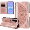 laddutoi Cover per Samsung Galaxy A57 5G Magnetica Flip Case, Rosa | Custodia con supporto, Portafoglio in Pelle, Slot per scheda, Wallet Cover con cordino, Protezione a 360 gradi, Mandala