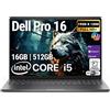 Dell Pro 16 PC16250 (sostituisce Latitude 3550) 16 WUXGA Display Business Laptop, Intel i5-120U, 16GB DDR5 RAM, 512GB SSD PCIe, WiFi 6E + BT, RJ-45, tastiera retroilluminata, webcam HD, Windows 11