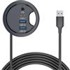 NGFF Hub multiplo USB 3.0 5Gbps per scheda audio USB-C 2 porte USB 60mm Passacavo da scrivania Splitter Dock Station Interfaccia audio per cuffie e microfono per scrivania e laptop