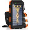 By L.T Caricatore solare portatile con pannello solare, torcia SOS, antiurto, ingresso Type-C e USB, bussola per campeggio ed escursionismo