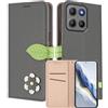 MOJIA Custodia a Portafoglio per Motorola Moto G17 / G15 / G15 Power, Cover in Pelle PU Flip con Fiore e Chiusura Magnetica Foglia, Slot Carte, Funzione Stand.-Green