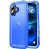SPORTLINK Cover per iPhone 16 Plus Impermeabile 360 Gradi Antiurto, Blu | Militare Protettiva Rugged Resistente Custodia Antipolvere Subacquea IP68 Waterproof, Fotocamera/Schermo Doppia Protezione