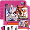 ZIOVO Tablet Bambini Android 15 Tablet 10 Pollici, 30 GB RAM + 64 GB ROM (TF 2 TB) Gemini AI, 5 G WiFi/Octa-Core/Widevine L1/Face ID/Controllo genitore/6000 mAh/BT 5.0, Tablet con Custodia EVA - Rosa