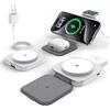 KEEPRO Caricatore Wireless per iPhone, 3 in 1 Stazione Ricarica Pieghevole per iPhone 16/15/14/13/12 Serie, per AirPods Pro/4/3/2 & Apple Watch (Adattatore Incluso)-Bianco