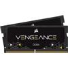 Corsair Vengeance SODIMM 8GB (2x4GB) DDR4 2666MHz CL18 Memoria per Laptop/Notebook (Supporto Processori Intel Core i5 e i7 di Sesta Generazione), Nero
