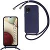 MBSLFY Cover per Cordino con Collana per Samsung Galaxy A12 5G, Custodia Silicone Morbido con Corda, Case Tracolla Silicone con Necklace Regolabile per Samsung Galaxy A12 5G, Blu navy