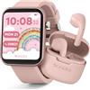 Tikkers Smart Series 13 - Set di orologi e auricolari con cinturino in silicone rosa TKS13-0031-SET