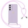 Oelrstfe Cover per Samsung Galaxy A34 5G con Cordino,Custodia Silicone Morbido Sottile con Motivo Cuore e Collana Laccio Tracolla,Antiurto Antigraffio Corda Collo Regolabile Protettiva Case,Viola