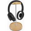 Geekria supporto per cuffie in legno con supporto in alluminio, supporto per cuffie in faggio con base porta-cavi, compatibile con Sony WH-1000XM6, Bose QC Ultra, Beats, Razer