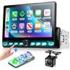Hodozzy Tasti Pianoforte Autoradio 1 Din Carplay Wireless Android Auto, 7 Pollici Touchscreen 1 Din Stereo Auto con Bluetooth, Radio FM, EQ, Video Online, Mirror Link, USB/Type-C, SWC+ Telecamera