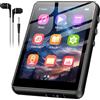 SWOFY Lettore MP3 da 128 GB con Touch Screen Bluetooth da 5,3-2,4, Suono HiFi, Altoparlante integrato, Funzione di registrazione, Radio FM, Espandibile fino a 512 GB (Nero)