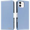 Butnyeoe Cover per iPhone 12 Case,Custodia iPhone 12 Pro Libro,Trama Litchi PU Pelle Protettiva Portafoglio Flip/Folio Wallet Case Con Slot per Schede e Magnetica Supporto,Blu Chiaro