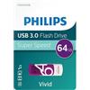 Philips Vivid Edition Super Speed USB 3.0 unità flash USB 64 GB con cappuccio girevole per PC, laptop, computer, archiviazione dati, velocità di lettura fino a 100 MB/s