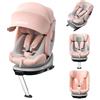 DEWINNER Seggiolini Auto da 0 a 36kg ISOFIX - Seggiolino Auto Girevole a 360°,I-Size Gruppo0+1/2/3,Cntura a 5 punti,RWF,FWF,Poggiatesta regolabile,Tettuccio Anti-UV + Gamba di Supporto,ECE R129 (Rosa)