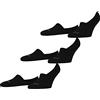 FALKE Family Invisible Multipack M In cotone invisibili tinta unita confezione di 3 paia, Calzini fantasmini Uomo, Nero Black 3000, 43-46