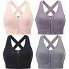Evercute - Reggiseno post-operatorio con chiusura frontale a zip, reggiseno sportivo senza ferretto da donna, imbottito, con spalline, sostegno medio, per yoga, esercizio fisico e attività sportive, L