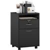 HOMCOM Schedario da Ufficio con Cassetto e Ruote a Freno 40x35x60cm Nero