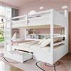 NNJN 90 x 200 cm, Letto Singolo a Castello Con Cassetti e Scomparti Portaoggetti (Bianco)