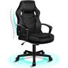 ALFORDSON Racing Sedia Ufficio Ergonomica con Ruote Nera | Poltrona Gamer in Similpelle Serie MEGA, Altezza regolabile, portata 150 kg, Con funzione di inclinazione
