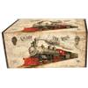BellaHome Baule in legno vintage bellahome rivestito in ecopelle fantasia transport grande 69x40x44 cm