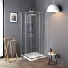 Box doccia quadrato terra in alluminio cromato 70x70x185 cm