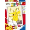 RAVENSBURGER, POKEMON, CREART Ravensburger - creart serie e: pokémon, pikachu, kit per dipingere con i numeri, contiene una tavola prestampata, pennello, colori e accessori, gioco creativo per bambini 7+ anni