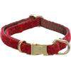 Flamingo collare cane - saba rosso - nylon velluto - regolabile - chiusura dorata - xs 20-35cm