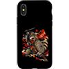 Ukiyo-e Raccoon Japanese Woodblock Art Custodia per iPhone X/XS Bin Raider Raccoon Japanese Ukiyo-e Warrior Woodblock