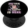 Funny Housekeeping & Cleaning Crew Appar Divertente retrò Keep Calm The Cleaning Lady Is Here PopSockets PopGrip Adesivo