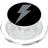 Retro Glam flash bolt designs Silver Lightning Bolt Design - Glam Rock Flash elettrico PopSockets PopGrip per MagSafe