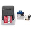 Brother QL800 Stampante Per Etichette, Collegabile a PC, Stampa a Due Colori, Rosso e Nero, Senza WiFi + Rotolo DK22251 di Etichette Adesive, 62 mm x 15.24 m, Nero e Rosso su Bianco