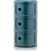 Kartell Componibili Contenitore 3 Elementi, ABS, Base Tonda, Blu, 32 x 32 x 58.5 cm