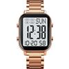 Gosasa Orologio digitale multifunzione sportivo unisex, classico, unisex, con cinturino in acciaio inox, impermeabile, elettronico, a LED, D Oro rosa, Digitale