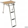 Motomarine Plancetta Teak con Scaletta 3 Gradini in Acciaio Inox - 45x39 cm