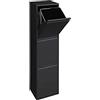 Arregui Basic CR306-B Pattumiera Differenziata 3 Scomparti | 3 x 17L (51L) | Contenitore in Acciaio da Interno | Mobile per Raccolta Differenziata | Cestino per Spazzatura da Cucina e Ufficio | Nero