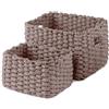 Compactor Lisou Set 2 Cesti In Carta Intrecciata Con Manici, Large 21 x 16 x H 14 cm + Small 17 x 14 x H 10 cm, Grigo, RAN7420
