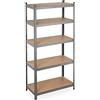 Relaxdays Scaffale in Metallo, capacità Fino a 875 kg, 180x90x45 cm, Scaffalatura ad Alta Portata da 5 Ripiani, Grigio