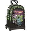 MINECRAFT Movie Zaino Trolley Scuola, Design Creeper, con Trolley Staccabile, Nero e Verde