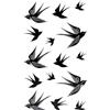 PEKNUX Tatuaggi Temporanei 10 Pc Di Rondine Uccello Rimovibile Impermeabile Tatuaggio Temporaneo Adesivo Body Art Fai Da Te Nero Nero