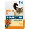 PERFECT FIT Sensitive 1+ con pollo 85g cibo umido per gatti adulti con sensibilità alimentare