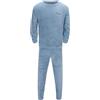 WAZHAKU Pigiama invernale da uomo, in due pezzi, da uomo, in pile, caldo, pigiama, pantaloni e top a maniche lunghe, in pile, pigiameria da uomo, in pile caldo, in flanella, Blu, XL