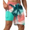 Yufawow Costume da bagno da uomo da 17,8 cm, con fodera traspirante a compressione, tasche con cerniera ad asciugatura rapida, per tavola da spiaggia, crociera