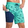Yufawow Costume da bagno da uomo da 17,8 cm, con fodera traspirante a compressione, tasche con cerniera ad asciugatura rapida, per piscina, spiaggia, crociera
