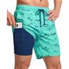Yufawow Costume da bagno da uomo da 17,8 cm, con fodera traspirante a compressione, tasche con cerniera ad asciugatura rapida, per piscina, spiaggia, crociera