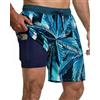 Yufawow Costume da bagno da uomo da 17,8 cm, con fodera traspirante a compressione, tasche con cerniera ad asciugatura rapida, per tavola da spiaggia, crociera