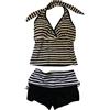 RICHTRUE Set bikini due pezzi Y2K con scollo all'americana da donna, costume da bagno sexy, set da spiaggia, outfit estivo carino per uscire, in stile anni 2000, A righe bianche e nere., S