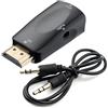 DUOBAGMA Convertitore da HDMI a VGA, cavo audio 1080p 60Hz HDMI maschio VGA femmina adattatore con trasmissione audio jack da 3,5 mm connettore placcato oro