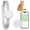 ZFSJTAG GPS Tracker per gatti, collare tracker per gatti con fibbia elastica di sicurezza, compatibile con Apple Find My App (solo iOS), senza canone mensile, impermeabile (tracker bianco, collare per
