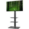 Hemudu Supporto TV da Pavimento Regolabile in Altezza 16 Livelli, Porta TV da Terra Mobile per TV LCD LED da 19 a 43 Pollici, Staffa TV Girevole 100º, Fino a 45 kg, Max VESA 200 x200 mm, 3 Ripiani